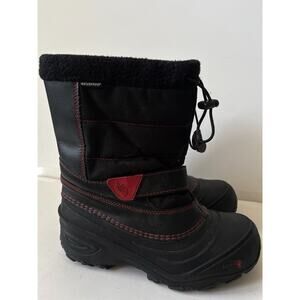 The North Face Pull On Snow Boots Unisex US 4 Black Red Waterproof Insulated